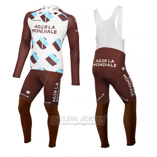 2015 Cycling Jersey Ag2rla Marron Long Sleeve and Bib Tight
